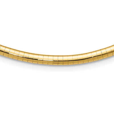 14K Polished Lightweight Domed Omega Necklace, 16 x 4mm