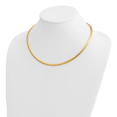 14K Polished Lightweight Domed Omega Necklace, 16 x 4mm