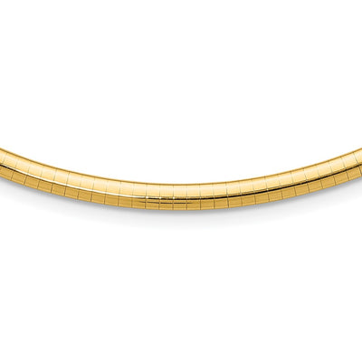 14K Polished Lightweight Domed Omega Necklace, 16 x 4mm