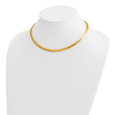 14K Polished Lightweight Domed Omega Necklace, 16 x 6mm