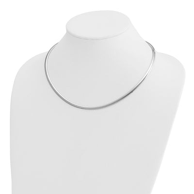 14K White Gold Polished Standard Weight Domed Omega Necklace