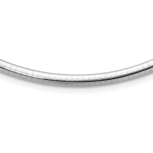 14k White Gold Polished Standard Weight Domed Omega Necklace (Style OW4-18)
