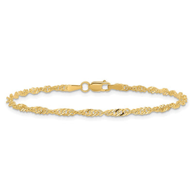 14K Singapore with Lobster Clasp Chain, 7 x 2mm