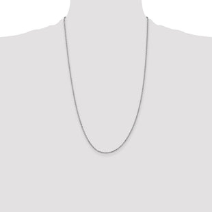 14K White Gold Diamond-cut Cable with Lobster Clasp Chain (Style PEN149-26)
