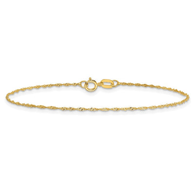14K Singapore with Spring Ring Clasp Chain, 6 x 1mm