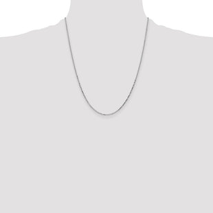 14K White Gold Diamond-cut Round Open Link Cable with Lobster Clasp Chain (Style PEN197-22)