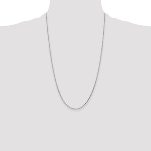14K White Gold Diamond-cut Round Open Link Cable with Lobster Clasp Chain (Style PEN197-26)