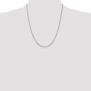 14K White Gold Diamond-cut Round Open Link Cable with Lobster Clasp Chain (Style PEN198-22)