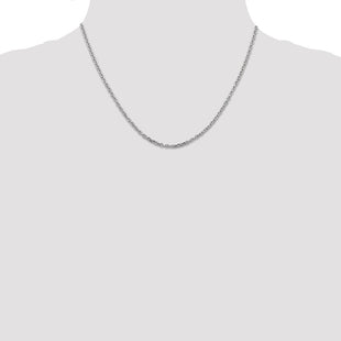 14K White Gold Diamond-cut Round Open Link Cable with Lobster Clasp Chain (Style PEN199-18)