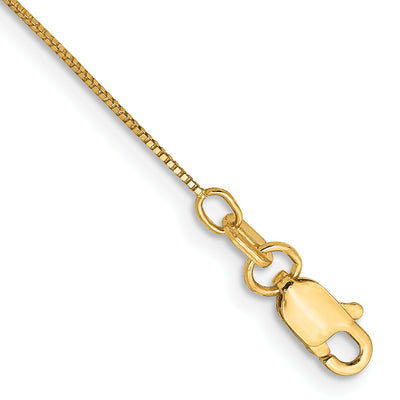 14K . Box with Lobster Clasp Anklet, 10 x 0.5mm