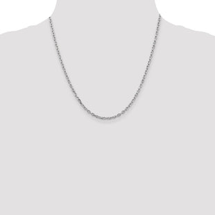 14K White Gold Diamond-cut Round Open Link Cable with Lobster Clasp Chain (Style PEN200-20)