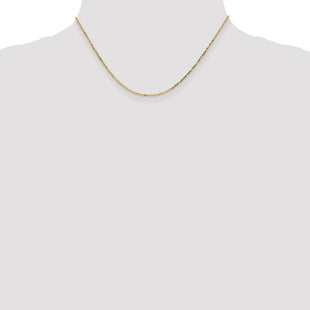 14K Diamond-cut Round Open Link Cable with Lobster Clasp Chain (Style PEN203-16)