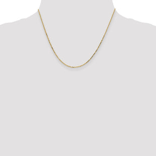 14K Diamond-cut Round Open Link Cable with Lobster Clasp Chain (Style PEN203-18)