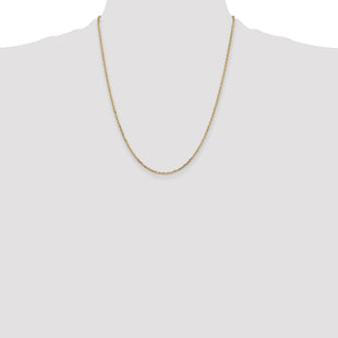 14K Diamond-cut Round Open Link Cable with Lobster Clasp Chain (Style PEN204-22)