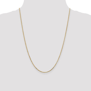 14K Diamond-cut Round Open Link Cable with Lobster Clasp Chain (Style PEN204-24)