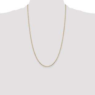 14K Diamond-cut Round Open Link Cable with Lobster Clasp Chain (Style PEN204-26)
