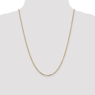 14K Diamond-cut Round Open Link Cable with Lobster Clasp Chain (Style PEN205-24)