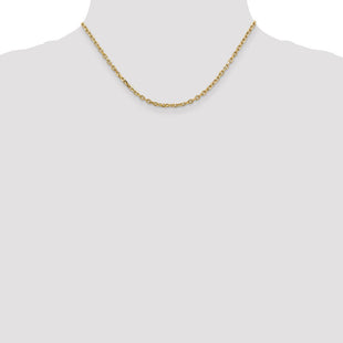 14K Diamond-cut Round Open Link Cable with Lobster Clasp Chain (Style PEN206-16)