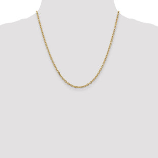 14K Diamond-cut Round Open Link Cable with Lobster Clasp Chain (Style PEN206-20)