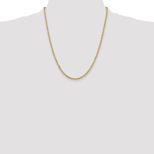 14K Diamond-cut Round Open Link Cable with Lobster Clasp Chain (Style PEN206-22)