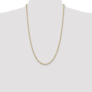 14K Diamond-cut Round Open Link Cable with Lobster Clasp Chain (Style PEN206-26)