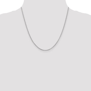 14K White Gold Round Open Link Cable with Lobster Clasp Chain (Style PEN210-20)