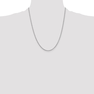 14K White Gold Round Open Link Cable with Lobster Clasp Chain (Style PEN210-22)