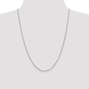 14K White Gold Round Open Link Cable with Lobster Clasp Chain (Style PEN210-24)