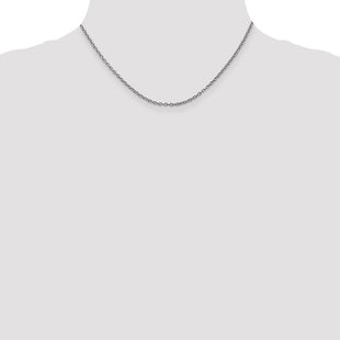 14K White Gold Round Open Link Cable with Lobster Clasp Chain (Style PEN211-16)