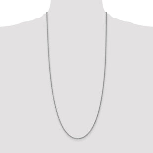 14K White Gold Round Open Link Cable with Lobster Clasp Chain (Style PEN211-30)
