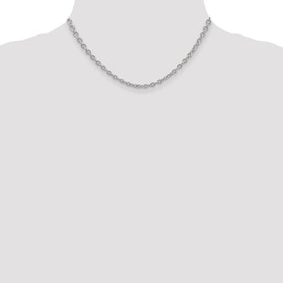 14K White Gold Round Open Link Cable with Lobster Clasp Chain (Style PEN212-16)