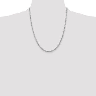 14K White Gold Round Open Link Cable with Lobster Clasp Chain (Style PEN212-22)