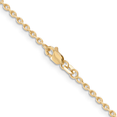 14K Round Open Link Cable with Lobster Clasp Chain, 16 x 2mm