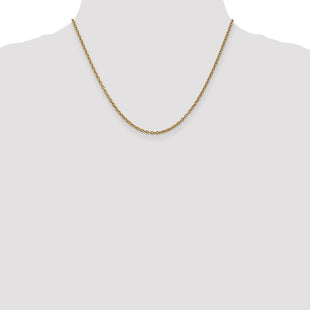 14K Round Open Link Cable with Lobster Clasp Chain (Style PEN217-18)