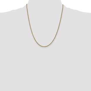 14K Round Open Link Cable with Lobster Clasp Chain (Style PEN217-22)
