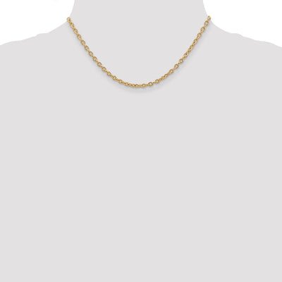 14K Round Open Link Cable with Lobster Clasp Chain, 16 x 3.2mm