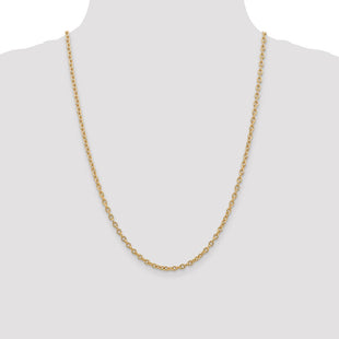 14K Round Open Link Cable with Lobster Clasp Chain (Style PEN218-24)
