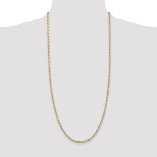 14K Round Open Link Cable with Lobster Clasp Chain (Style PEN218-30)