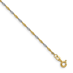 14k Yellow Gold with Rhodium Singapore Chain (Style PEN333-8)