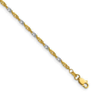 14k Yellow Gold with Rhodium Singapore Chain (Style PEN335-8)
