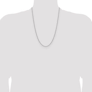 14k White Gold Solid Beveled Paperclip Chain (Style PEN342W-24)