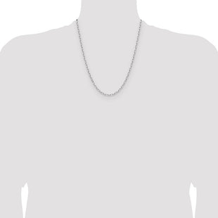 14k White Gold Solid Beveled Paperclip Chain (Style PEN343W-22)