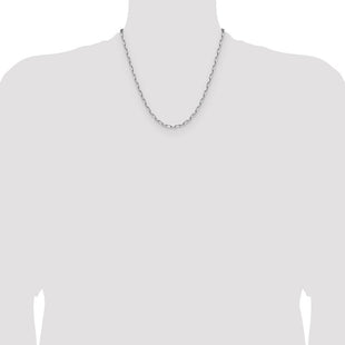 14k White Gold Solid Beveled Paperclip Chain (Style PEN344W-20)