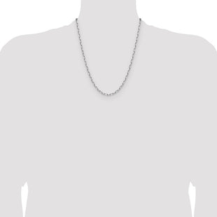 14k White Gold Solid Beveled Paperclip Chain (Style PEN344W-22)