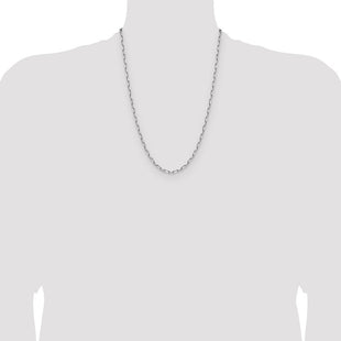 14k White Gold Solid Beveled Paperclip Chain (Style PEN344W-24)