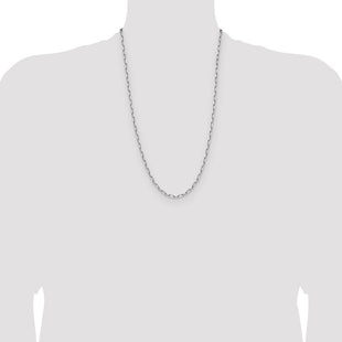 14k White Gold Solid Beveled Paperclip Chain (Style PEN344W-26)