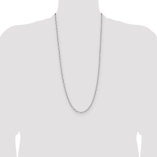 14k White Gold Solid Beveled Paperclip Chain (Style PEN344W-30)