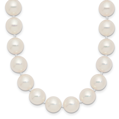 14K Polished Round White Akoya Saltwater Cultured Pearl Necklace
