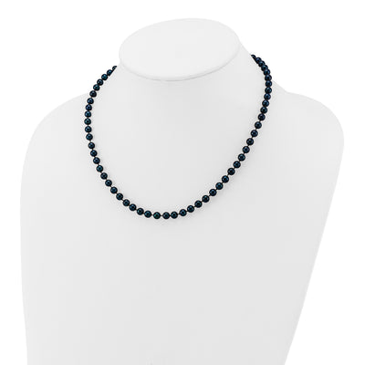 14K White Gold Black Round Akoya Saltwater Cultured Pearl Necklace