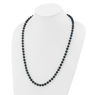 14k White Gold 7- Black Round Akoya Saltwater Cultured Pearl Necklace (Style PLB70-24)